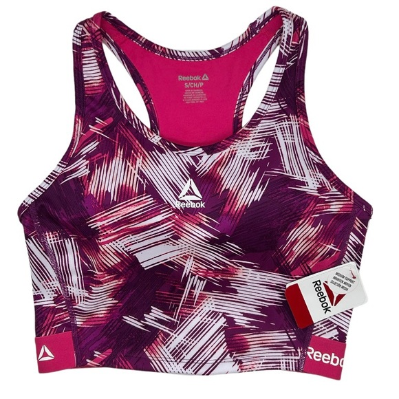 Reebok Women’s Printed Medium Support Cropped Bra Tank Size Small Medium Large - Picture 6 of 14
